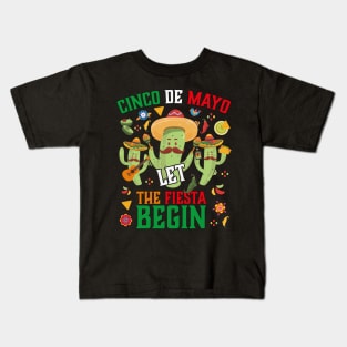 Cinco De Mayo Cactus Let The Fiesta Begin Kids T-Shirt